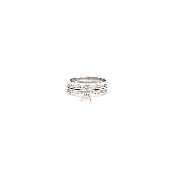 diamond channel wedding set semi mounting 14k white gold