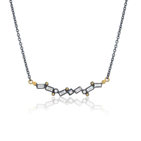 Lika Behar Dylan Baguette Necklace Diamonds Equal 0.77 ctw Oxidized Sterling Silver & 24K Gold | Blacy's Fine Jewelers