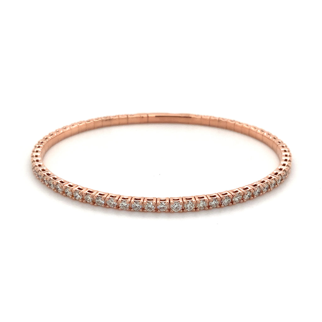 Flexi Single Row Diamond Tennis Bracelet 3.50 Carats t.w. Set in 14 Karat Rose Gold - Image 1 of 4