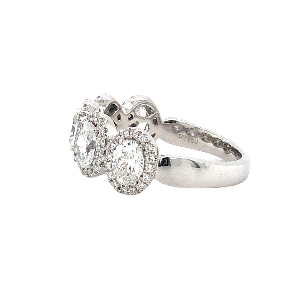 Roman + Jules 5 Stone Oval Shape Diamond Halo Band set in Platinum 1.77 cts t.w. - Image 3 of 4