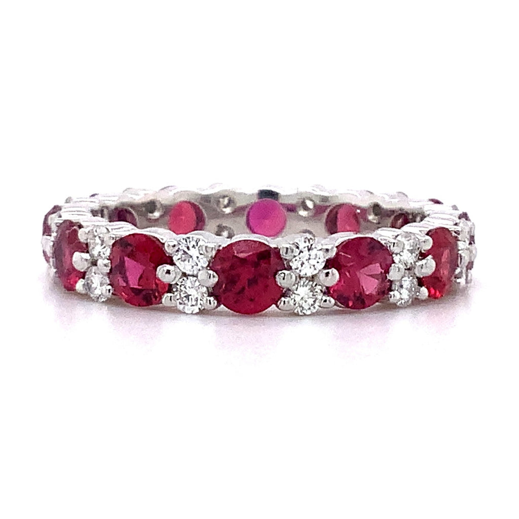 Roman+Jules Gem Quality Ruby and Diamond Eternity Band Set in Platinum - Image 4 of 5