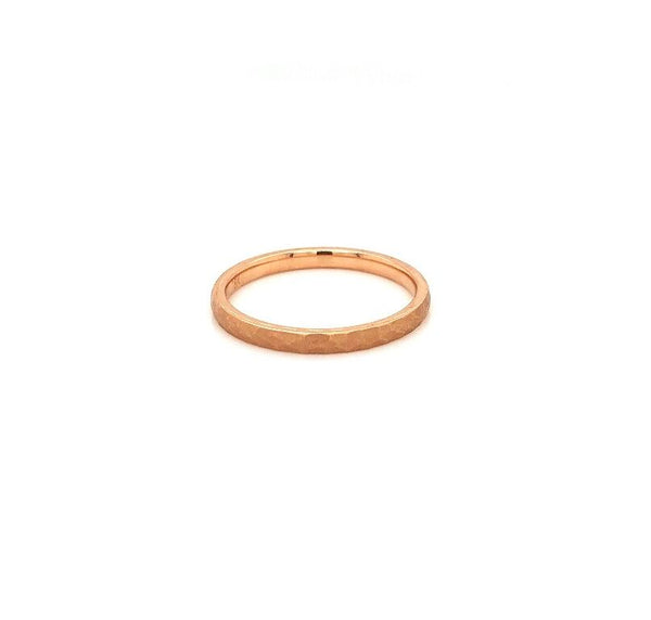 hammered matte finish stackable wedding band 18k rose gold 2mm wide