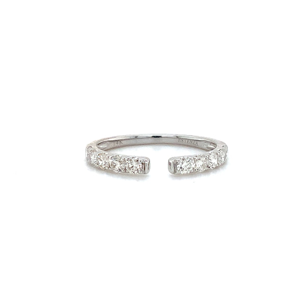 open round brilliant cut diamond stackable band 0.55ctw 14k white gold