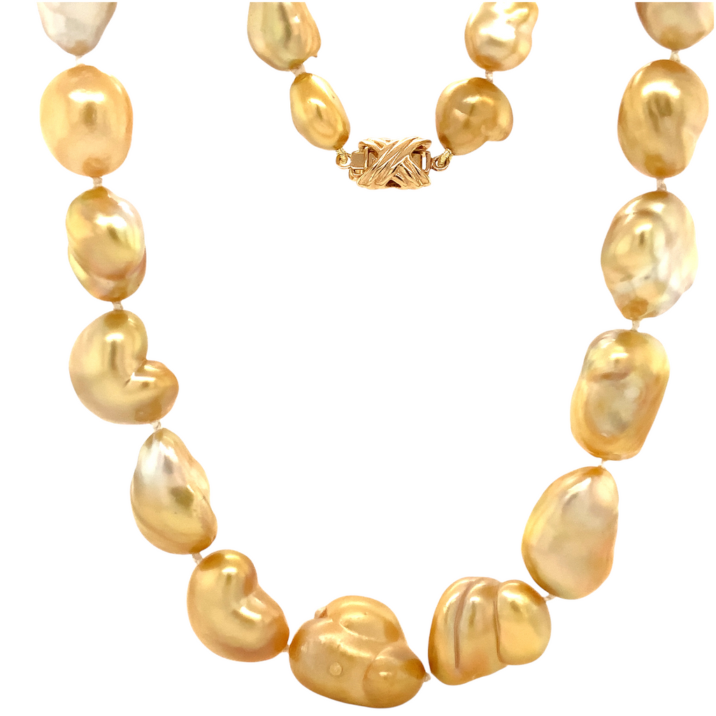 ASBA Collection Natural Golden Keshi Baroque South Sea Cultured Pearl Necklace with 14K Yellow Gold Clasp - Image 1 of 5