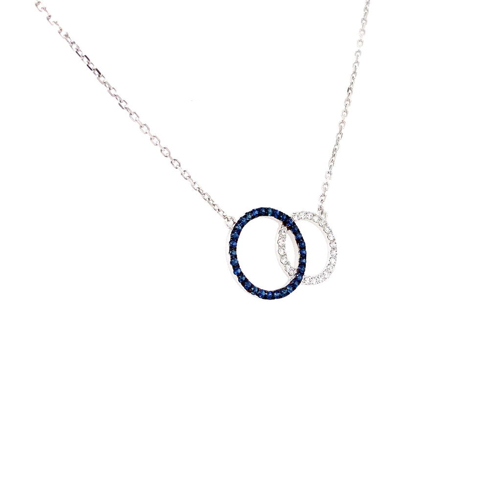Afarin Collection Love Knot Blue Sapphire and Diamond Necklace Set in 18K White Gold - Image 2 of 6