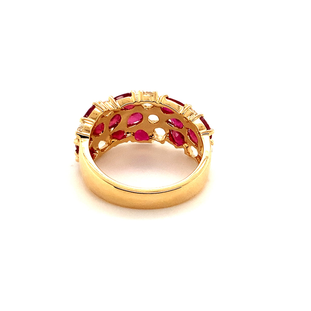 asba collection fine ruby and rose cut diamond band set in 18k yellow gold