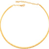 a link diamond drop bezel set beaded etruscan style choker necklace set in 18k two tone gold