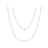 white gold bezel diamond chain necklace 36" long in 14 kt white gold
