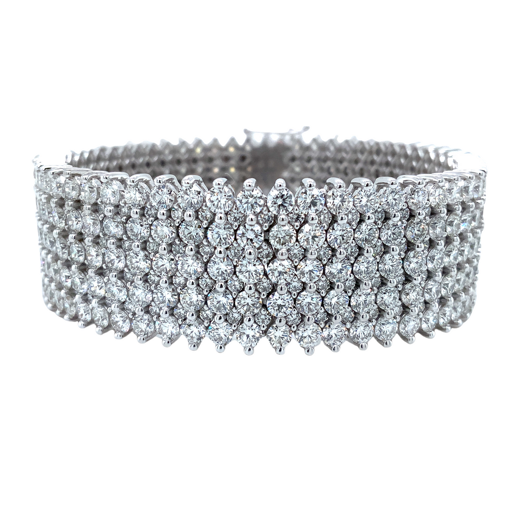 A Link Collection Important 5 Row Double Layer 28 cts Diamond Bracelet Set in 18Kt White Gold - Image 1 of 6