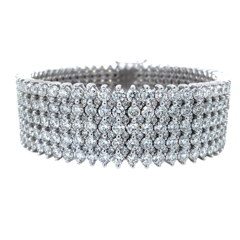 A Link Collection Important 5 Row Double Layer 28 cts Diamond Bracelet Set in 18Kt White Gold - Image 1 of 6