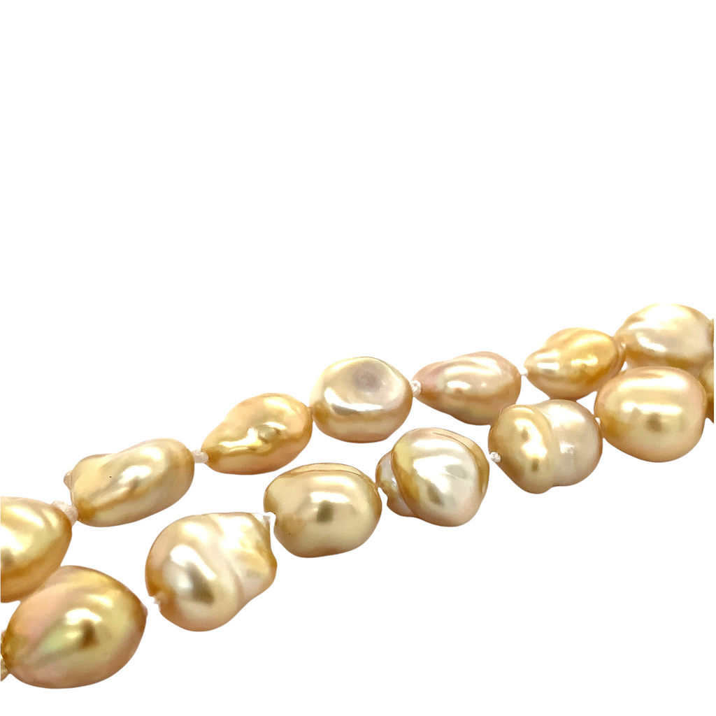 ASBA Collection Natural Golden Keshi Baroque South Sea Cultured Pearl Necklace with 14K Yellow Gold Clasp - Image 4 of 5
