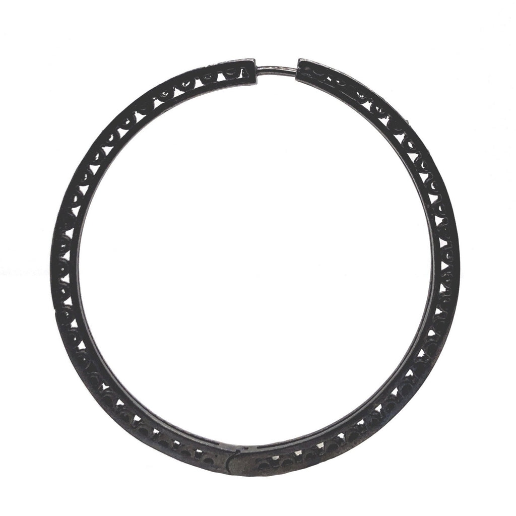 diamond hoop earrings 1.00 ctw oxidized sterling silver