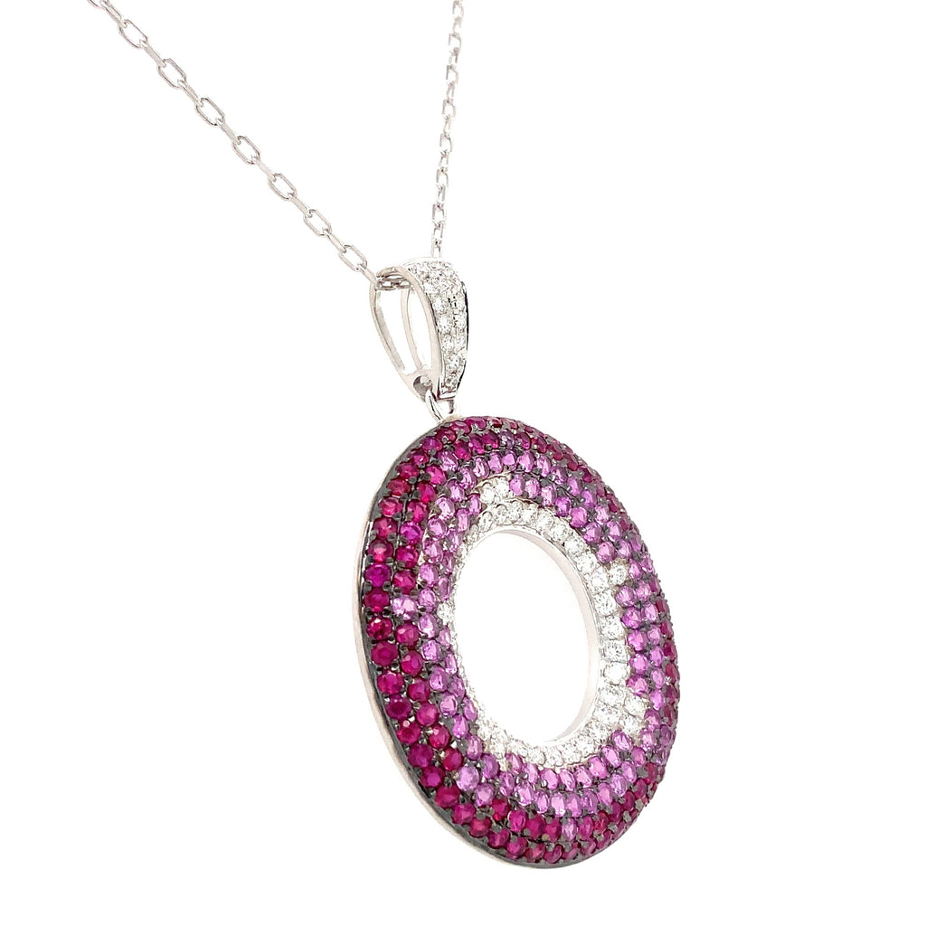 Afarin Collection Ambre Pavé Color Stone & Diamond Pendant Set In 18K White Gold - Image 4 of 4