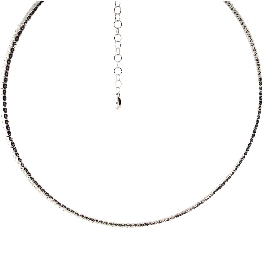 A Link Diamond 3.50 cts. Straight Line Choker Necklace Set in 18Kt White Gold - Image 2 of 3