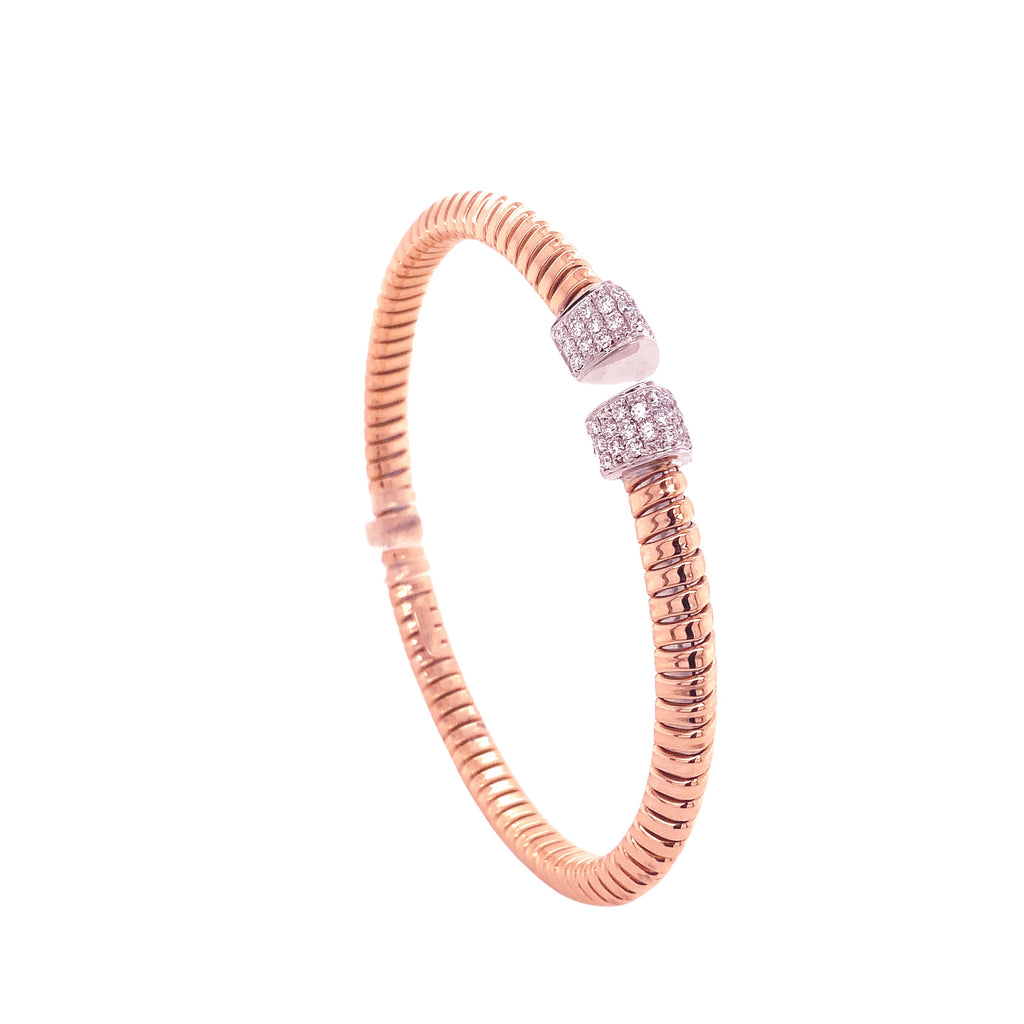 Afarin Collection Tubogas Diamond Cuff Bangle Bracelet in 18K Pink and White Gold - Image 4 of 6