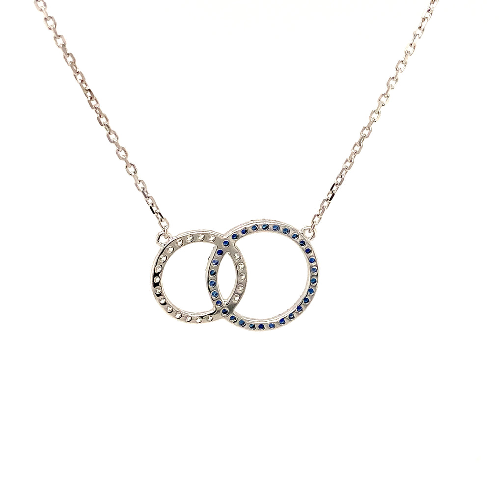Afarin Collection Love Knot Blue Sapphire and Diamond Necklace Set in 18K White Gold - Image 4 of 6