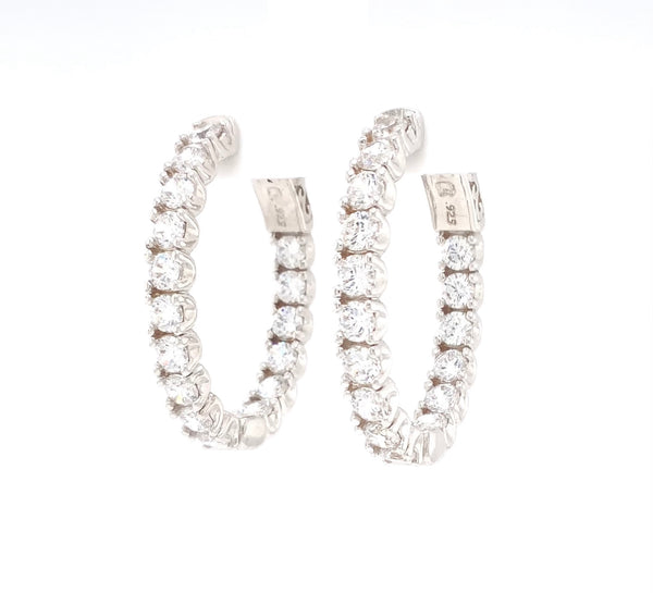 sterling silver cz 3.0 mm oval hoop earrings
