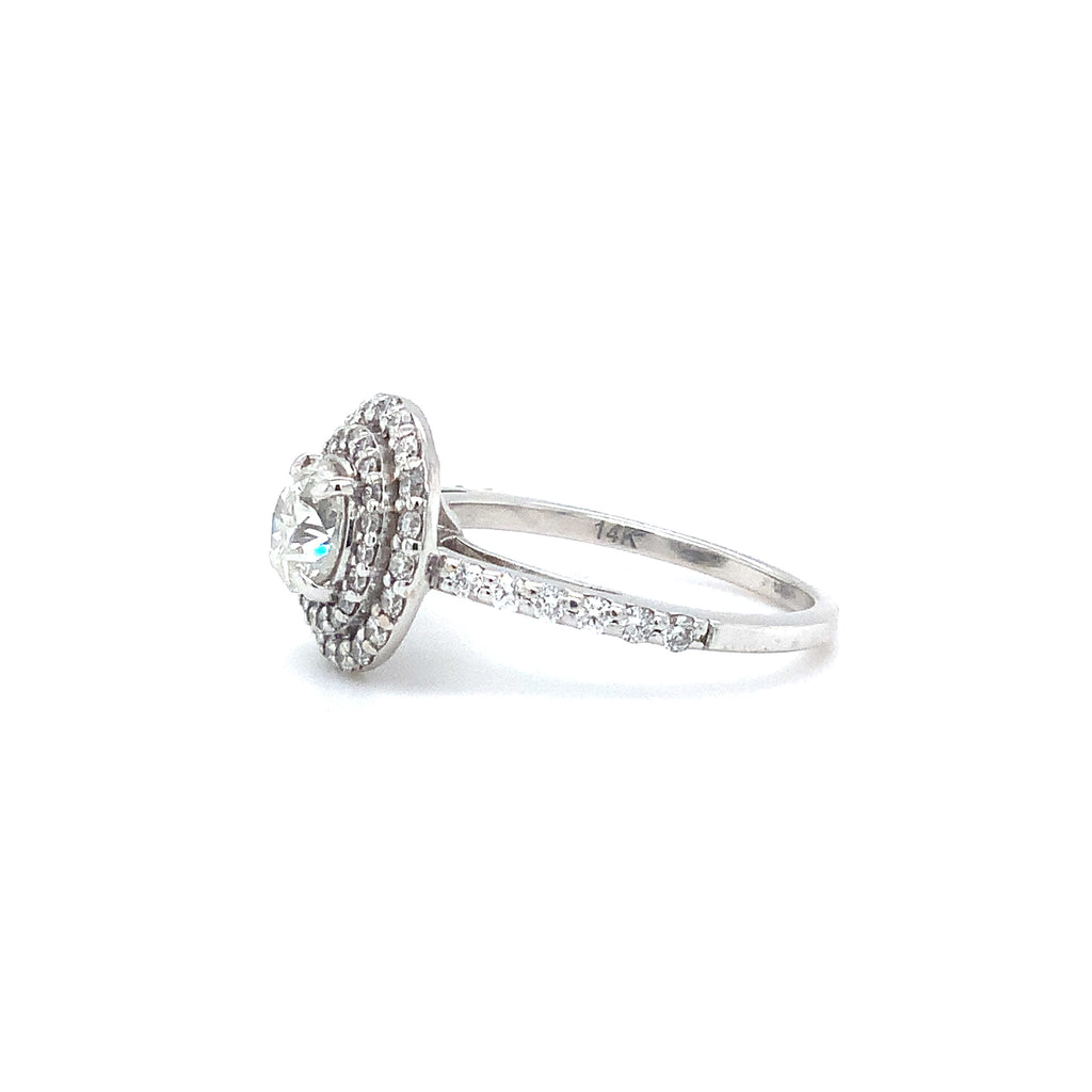 Double Diamond Halo Ring set in 14K White Gold 1 Carat Total Weight - Image 2 of 5
