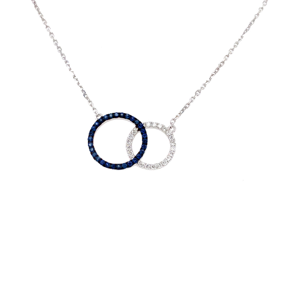 Afarin Collection Love Knot Blue Sapphire and Diamond Necklace Set in 18K White Gold - Image 6 of 6