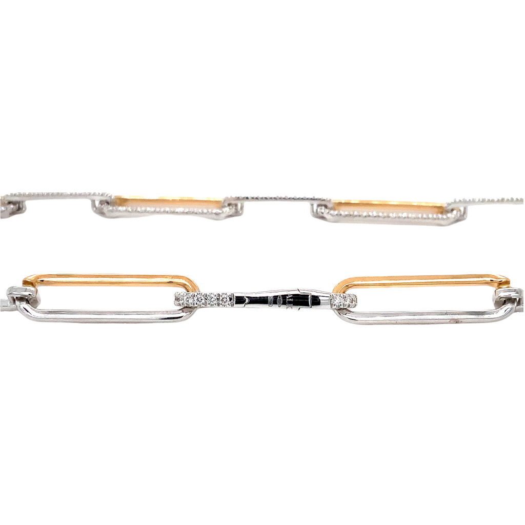 A Link Collection Paper Clip Diamond Chain set in 18Kt Yellow and White Gold - Image 3 of 5