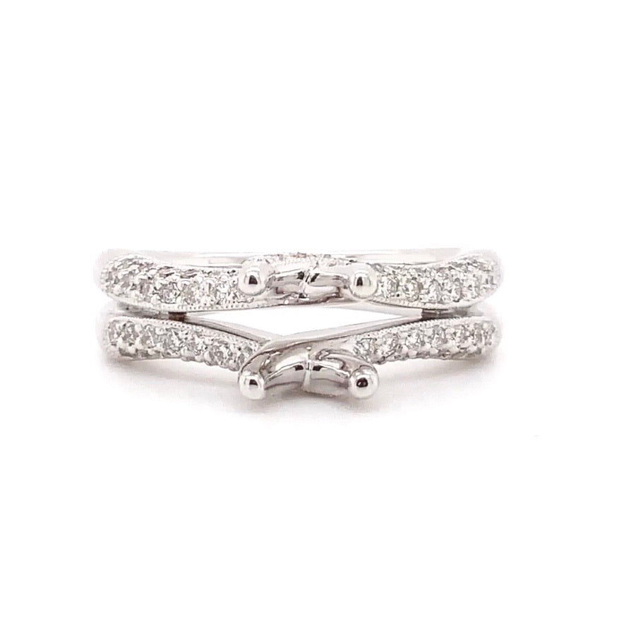 diamond pavé semi mounting 18 round brilliant diamond 0.60 ctw 18k white gold