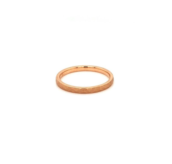 hammered matte finish stackable wedding band 18k rose gold 2mm wide