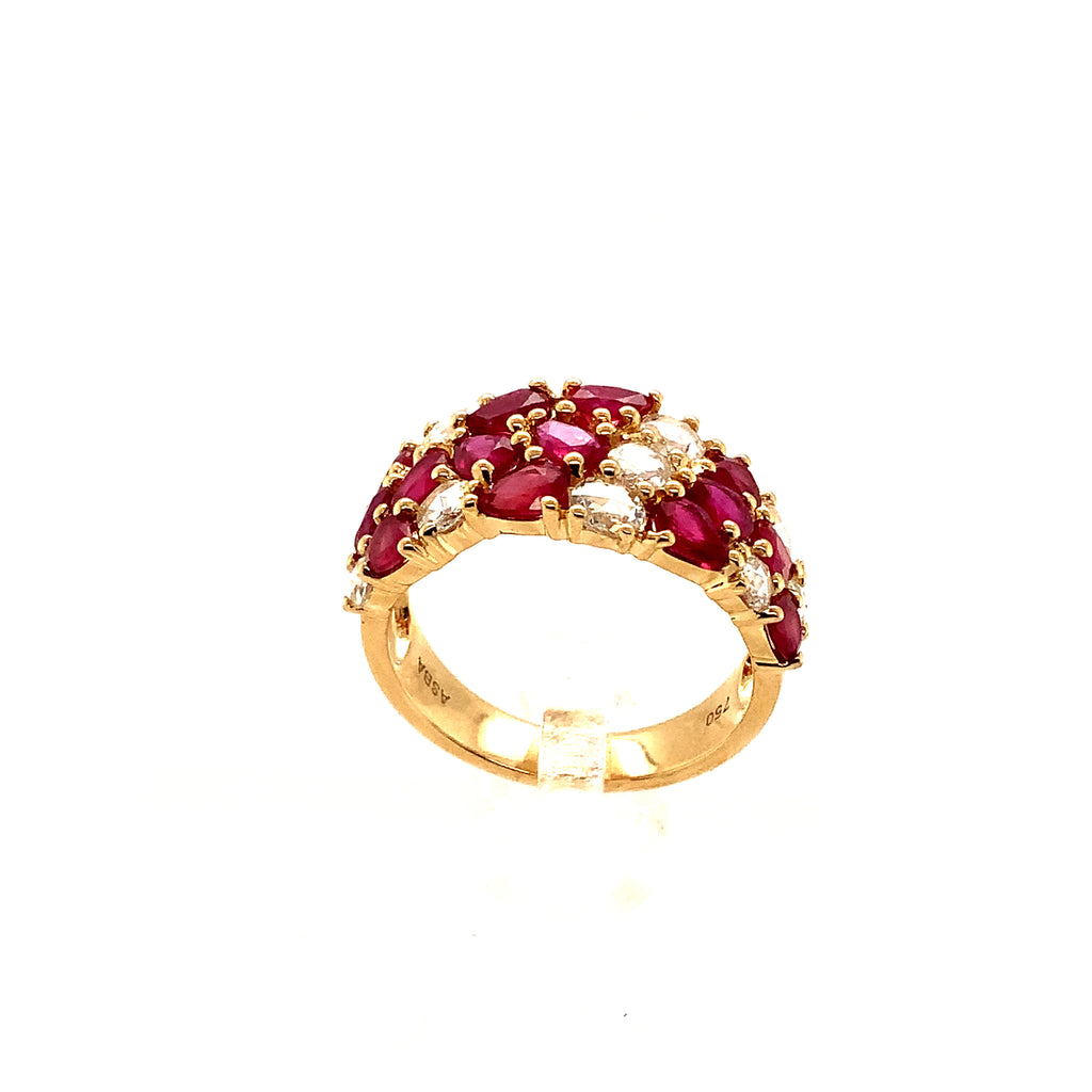 asba collection fine ruby and rose cut diamond band set in 18k yellow gold