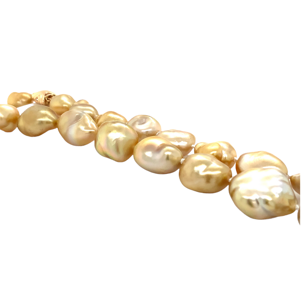 ASBA Collection Natural Golden Keshi Baroque South Sea Cultured Pearl Necklace with 14K Yellow Gold Clasp - Image 2 of 5