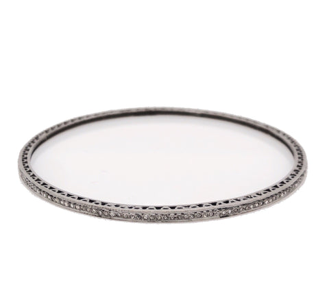 thin classic stackable salt and pepper diamond bangle 0.80 ctw oxidized silver