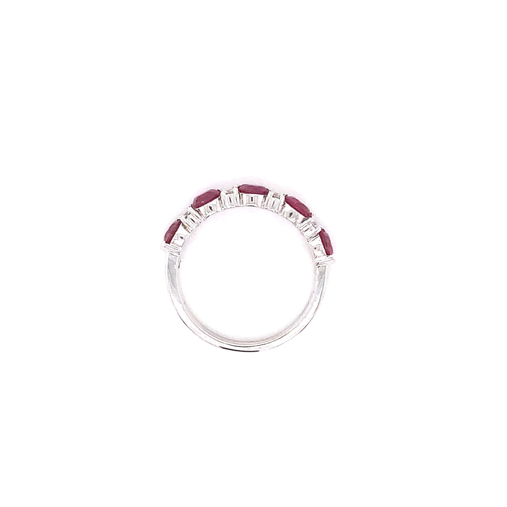 Roman+Jules Gem Quality Ruby and Diamond 5-Stone Band Set in 18Kt White Gold - Image 4 of 5