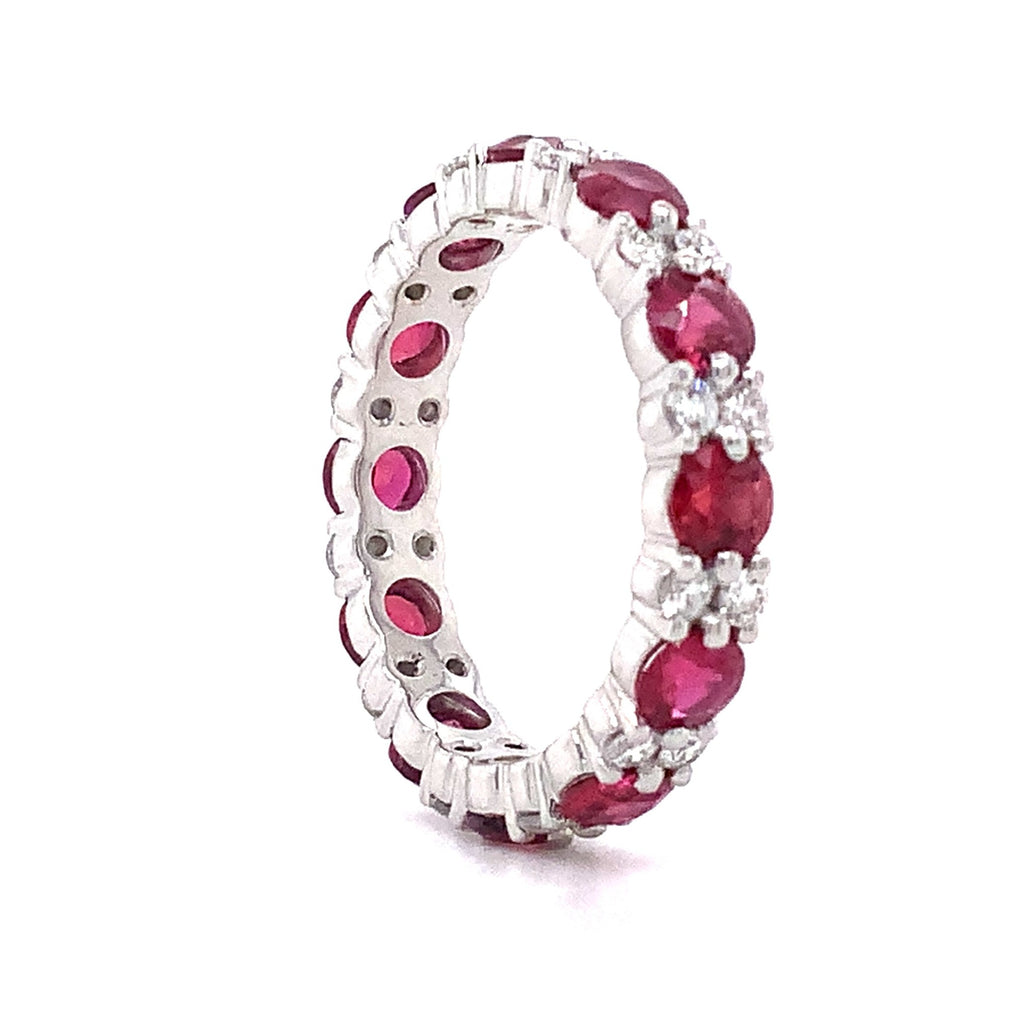 Roman+Jules Gem Quality Ruby and Diamond Eternity Band Set in Platinum - Image 5 of 5