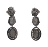 labradorite and diamond halo drop earrings oxidized sterling silver