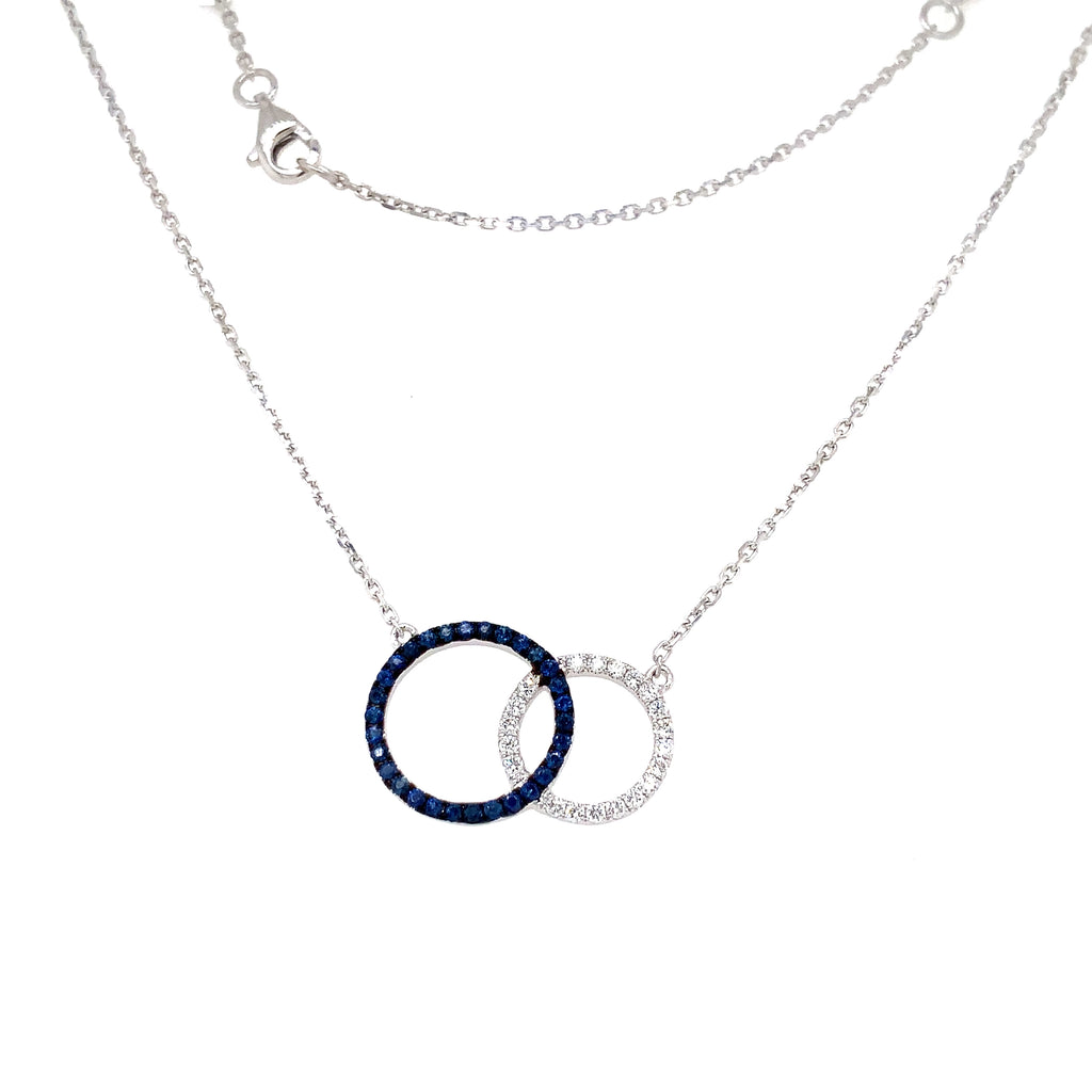 Afarin Collection Love Knot Blue Sapphire and Diamond Necklace Set in 18K White Gold - Image 5 of 6