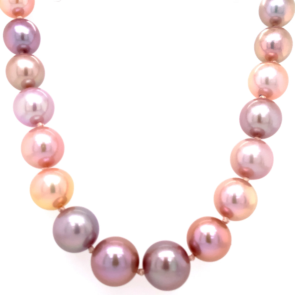 multi-color fresh water pearl strand natural bronze tones cultured 10-12 mm