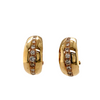 modern pave set diamond hoop earrings in 14kt yellow gold with omega clips.