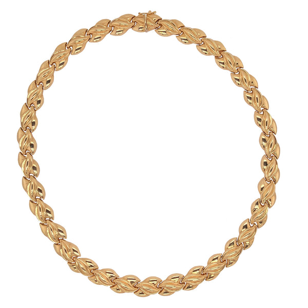 vintage 14k yellow gold stampado collar length necklace intertwined stampado design w/safety clasp