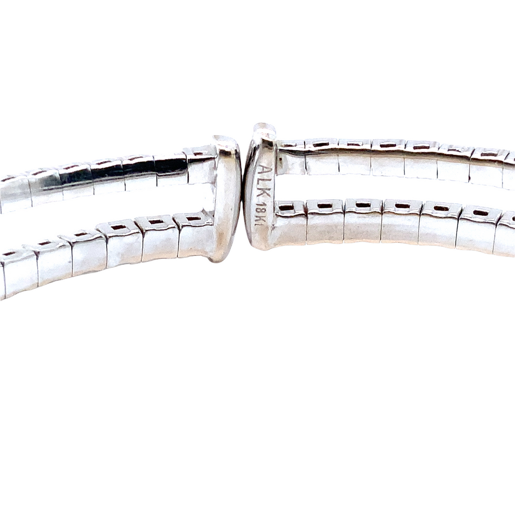 A Link  Doubles Row Wave Diamond 4.47 cts. tw. Flexible Cuff Bracelet Set in 18K White Gold - Image 5 of 5