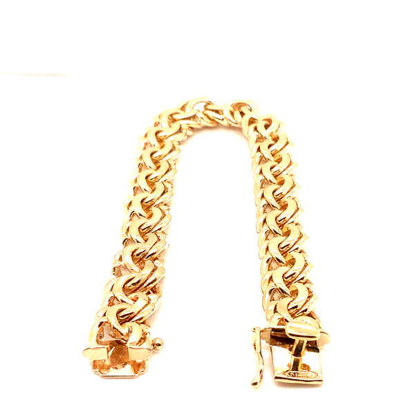 vintage 14 kt yellow gold charm bracelet 9mm wide 7 inches in length
