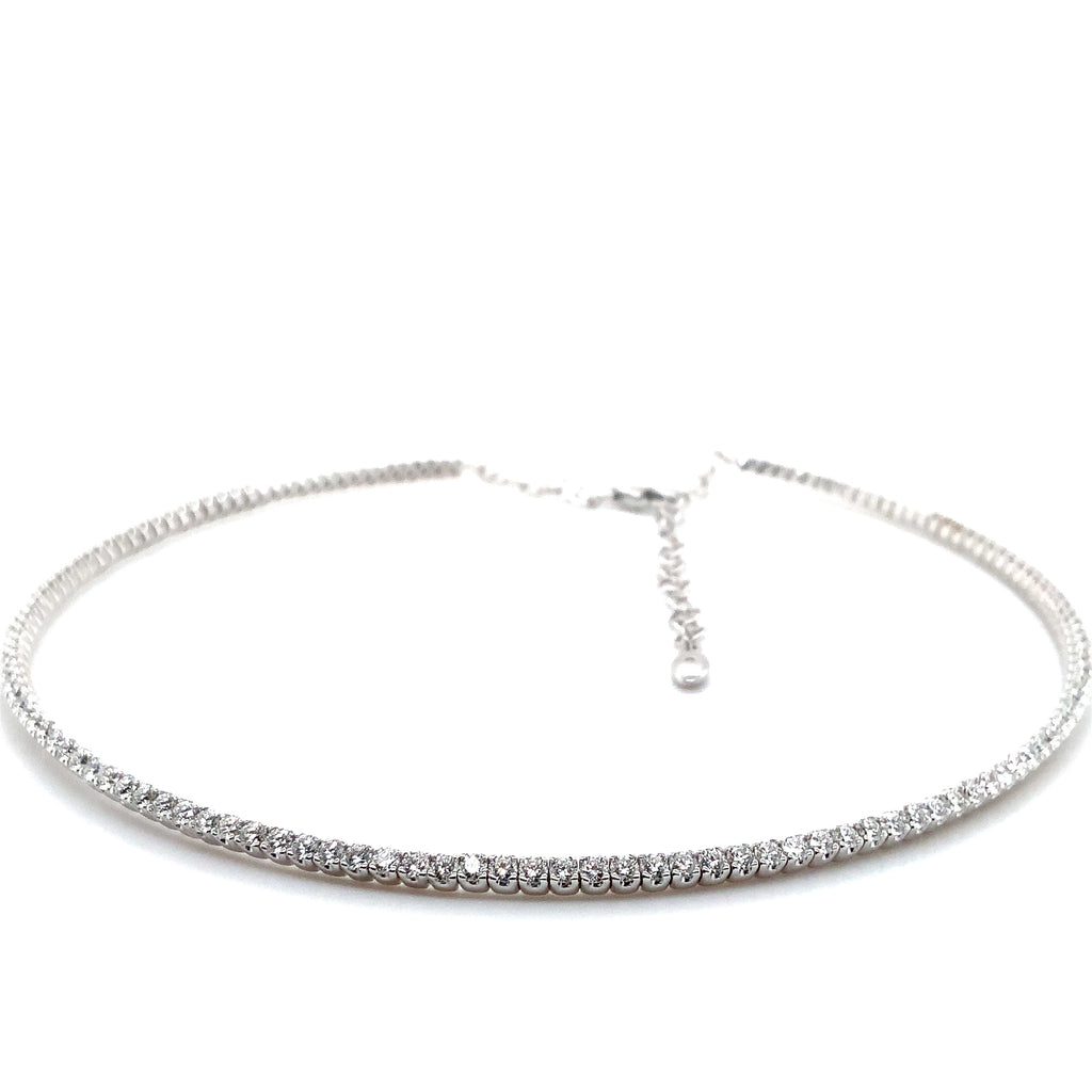 A Link Diamond 3.50 cts. Straight Line Choker Necklace Set in 18Kt White Gold - Image 1 of 3