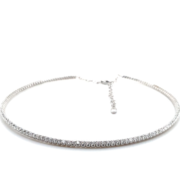 A Link Diamond 3.50 cts. Straight Line Choker Necklace Set in 18Kt White Gold - Image 1 of 3