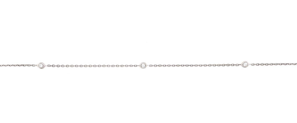 white gold bezel diamond chain necklace 36" long in 14 kt white gold