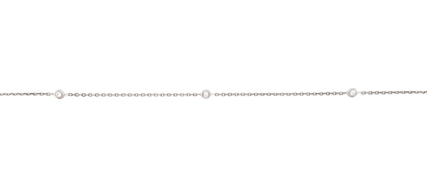 white gold bezel diamond chain necklace 36" long in 14 kt white gold