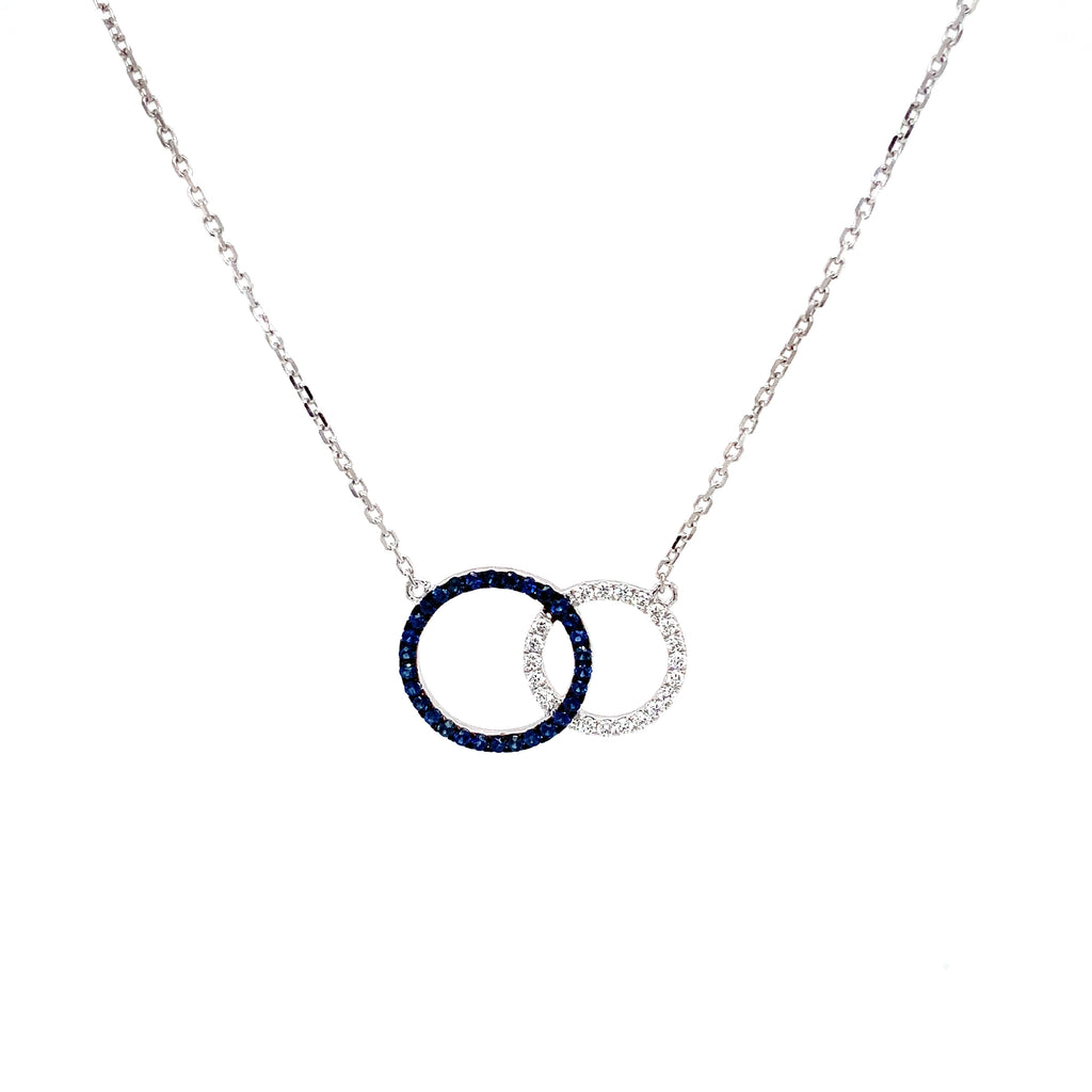 Afarin Collection Love Knot Blue Sapphire and Diamond Necklace Set in 18K White Gold - Image 3 of 6