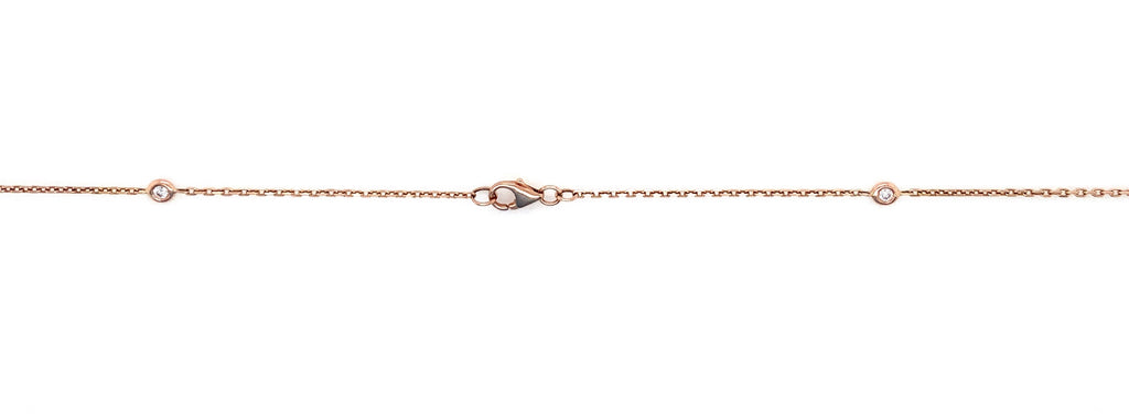 diamond chain 36" long in 14 kt rose gold  18 diamonds = 0.44 cts t.w.