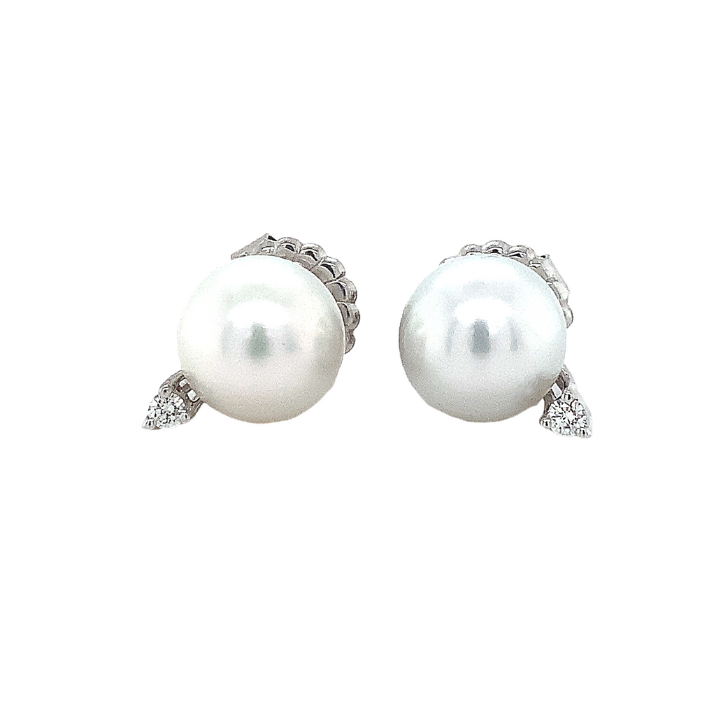 ASBA Collection South Sea Pearl and Diamond Stud Earring set in 14K White Gold - Image 2 of 4