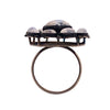 marquise shaped cluster moonstone and diamond ring oxidized sterling silver