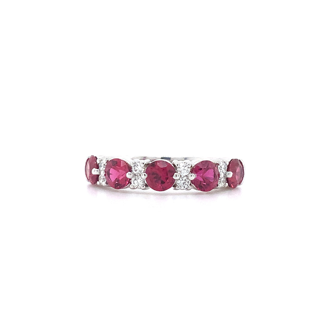 Roman+Jules Gem Quality Ruby and Diamond 5-Stone Band Set in 18Kt White Gold - Image 1 of 5