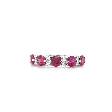 Roman+Jules Gem Quality Ruby and Diamond 5-Stone Band Set in 18Kt White Gold - Image 1 of 5