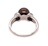 mastoloni 9.5mm cultured tahitian natural black pearl diamond paved ring 18k white gold