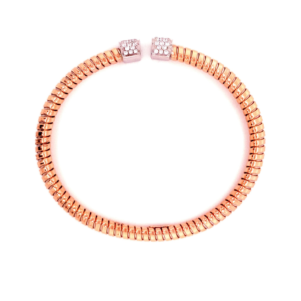 Afarin Collection Tubogas Diamond Cuff Bangle Bracelet in 18K Pink and White Gold - Image 3 of 6